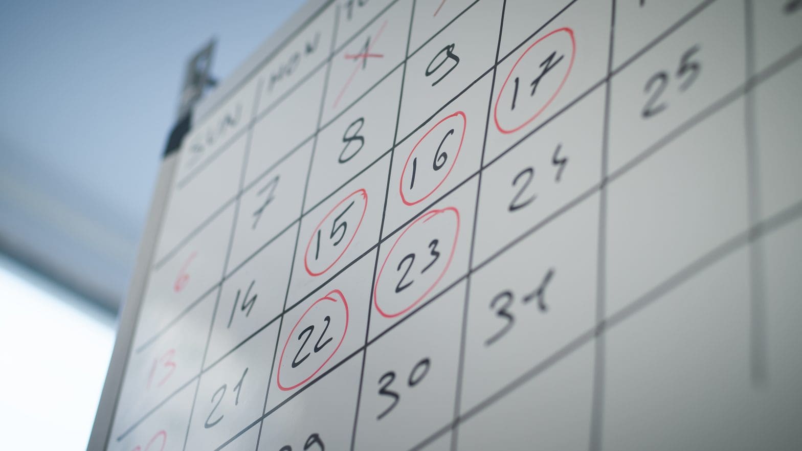 marking rebounder therapy schedule dates on a calendar