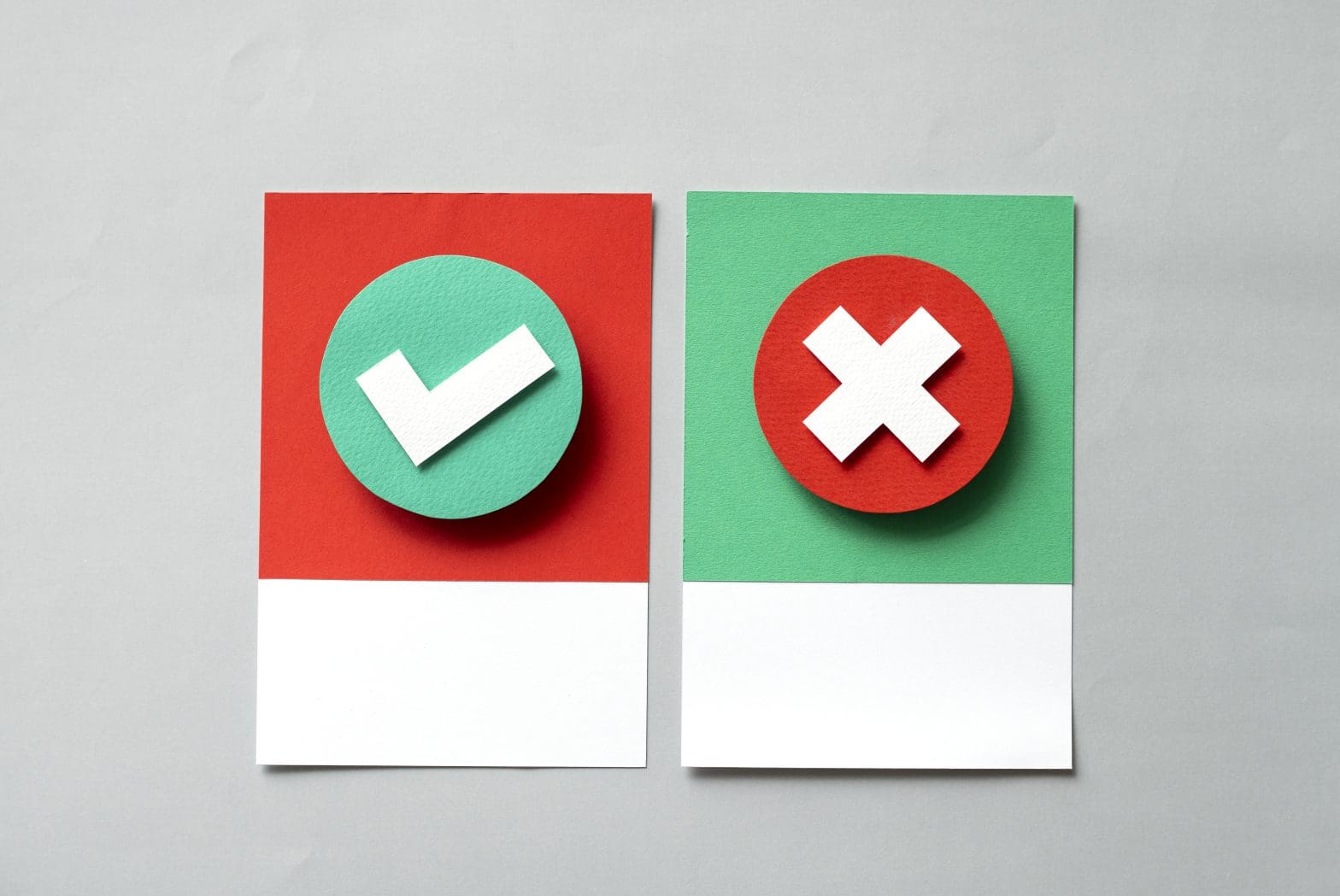 paper craft art of check and cross marks to show the do's and don'ts after ozone sauna session