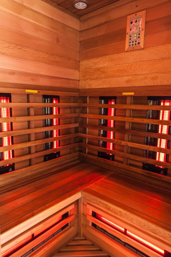 infrared light panels in modern wellness sauna room