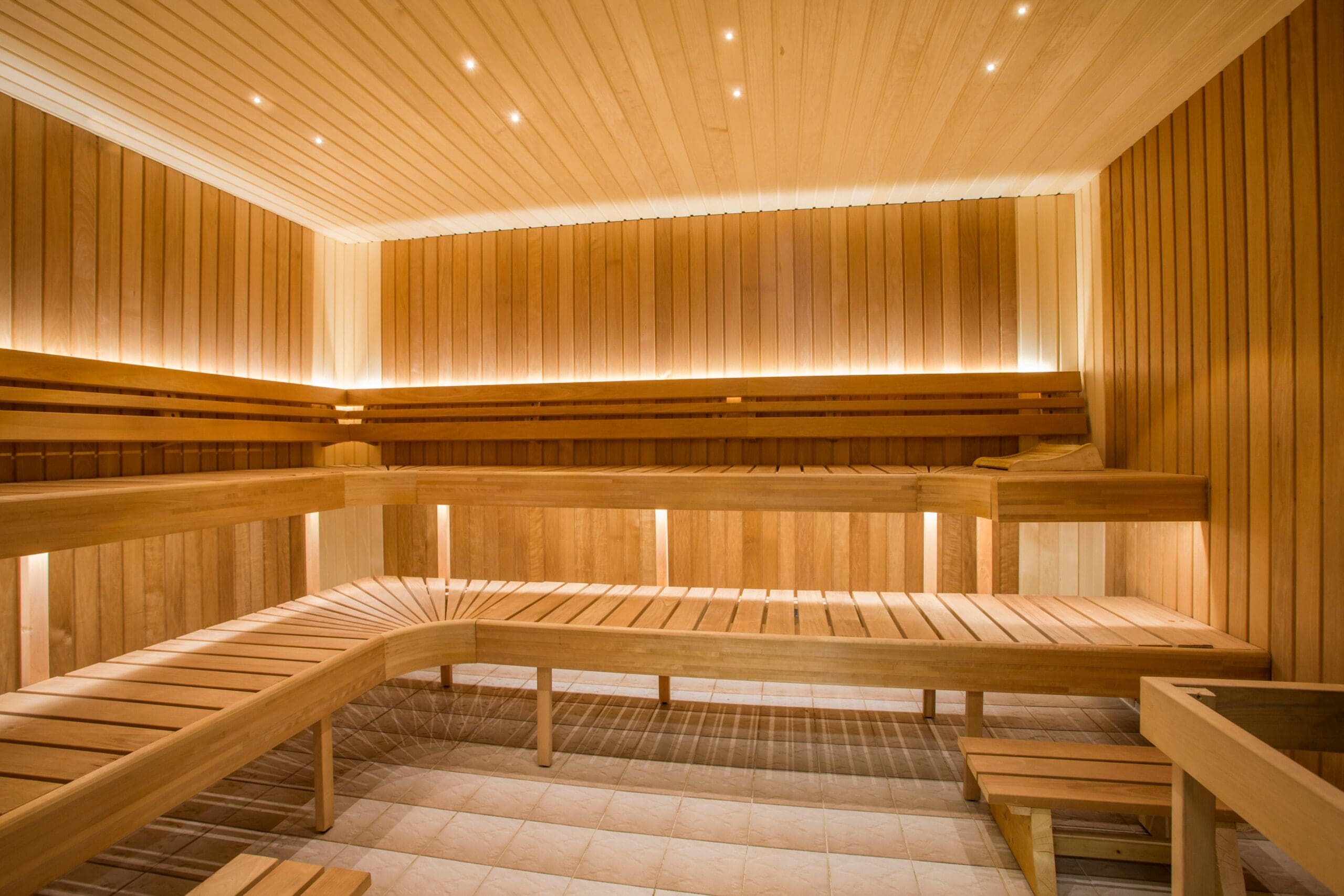 ozone sauna steam pod setup inside a luxury wellness spa room
