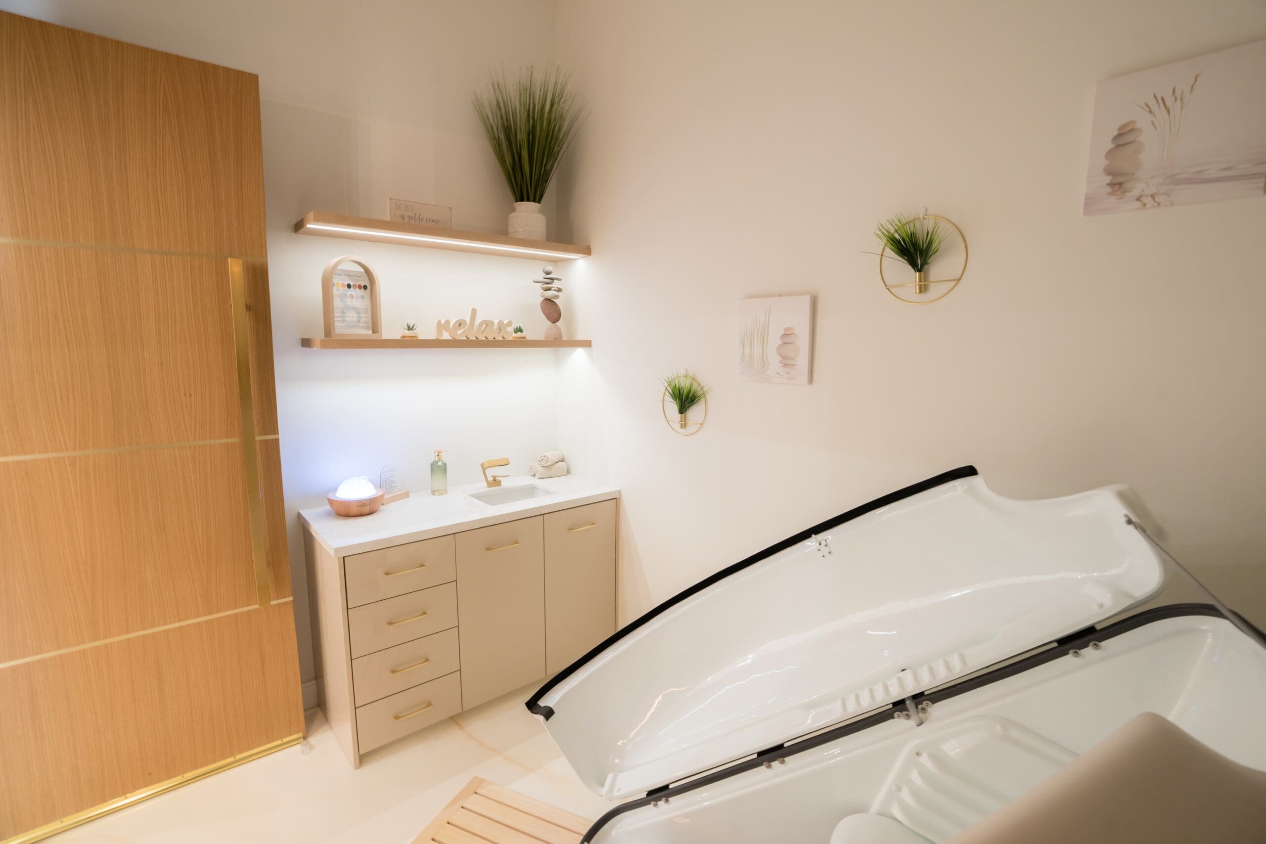 individual relaxing in ozone sauna pod during detox therapy