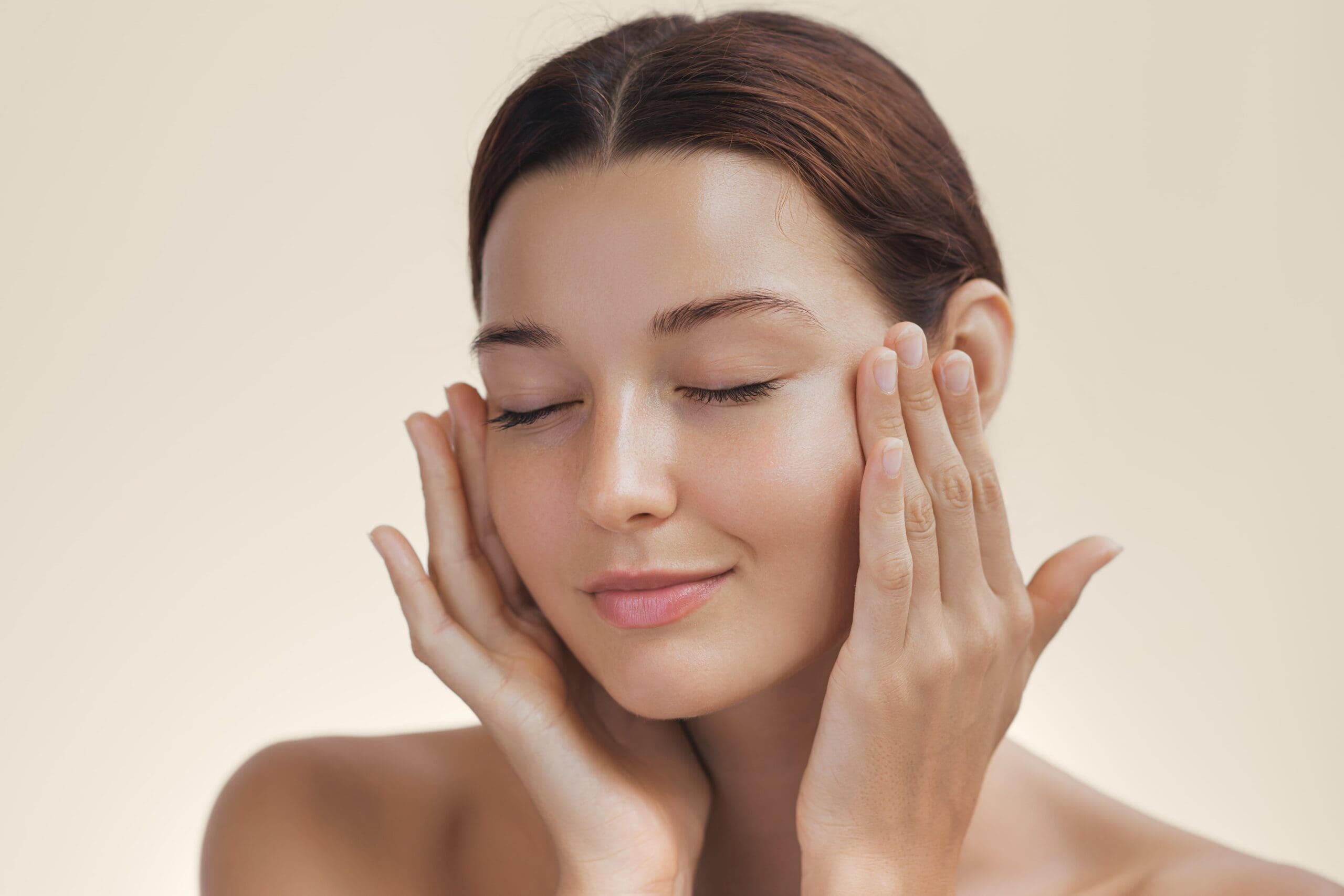 Glowing facial skin after ozone sauna detox treatment