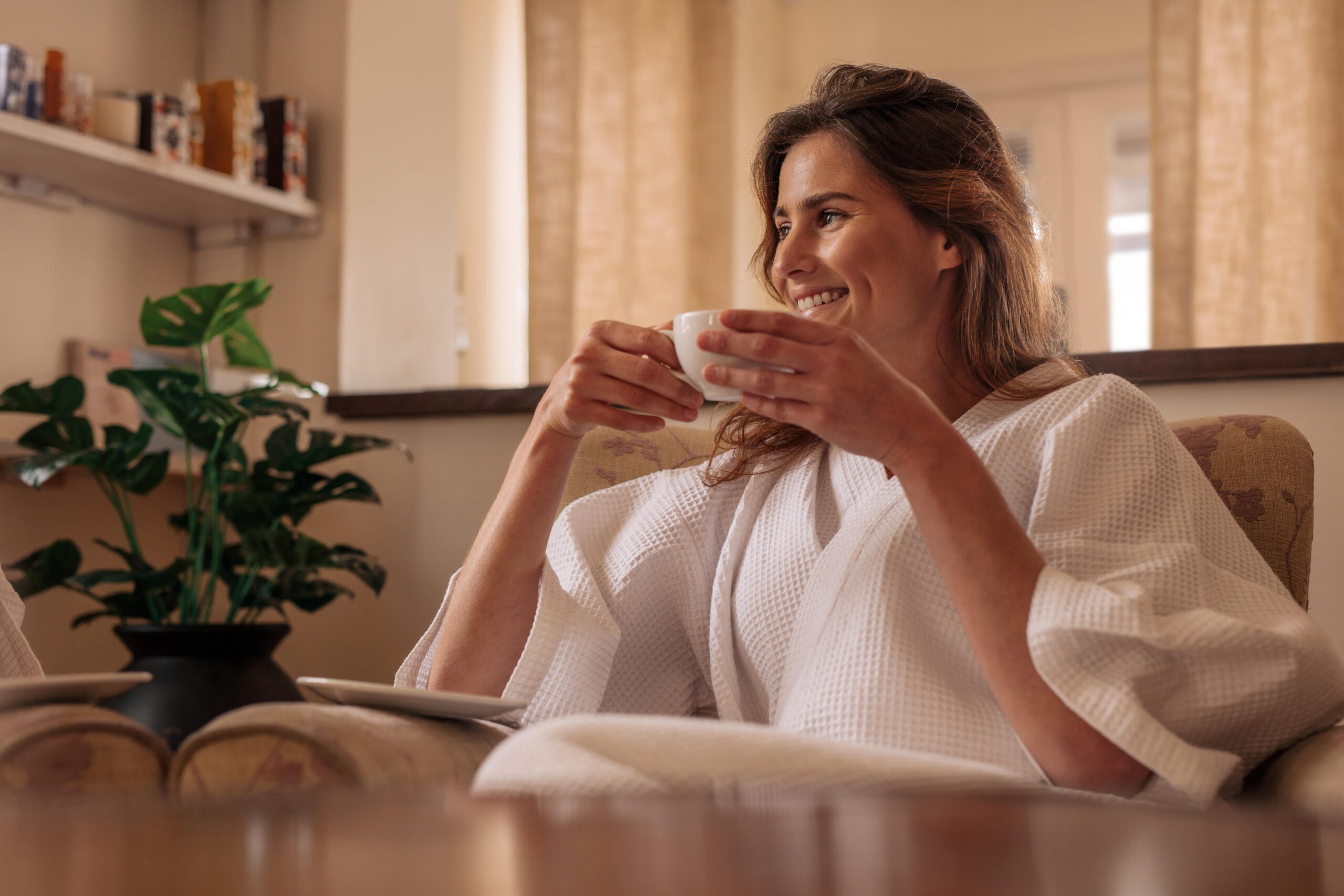 Woman experiencing ozone sauna perimenopause wellness support at a spa in Encino CA