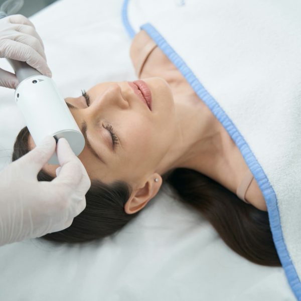 Rejuvenation of female forehead skin during endosphere therapy